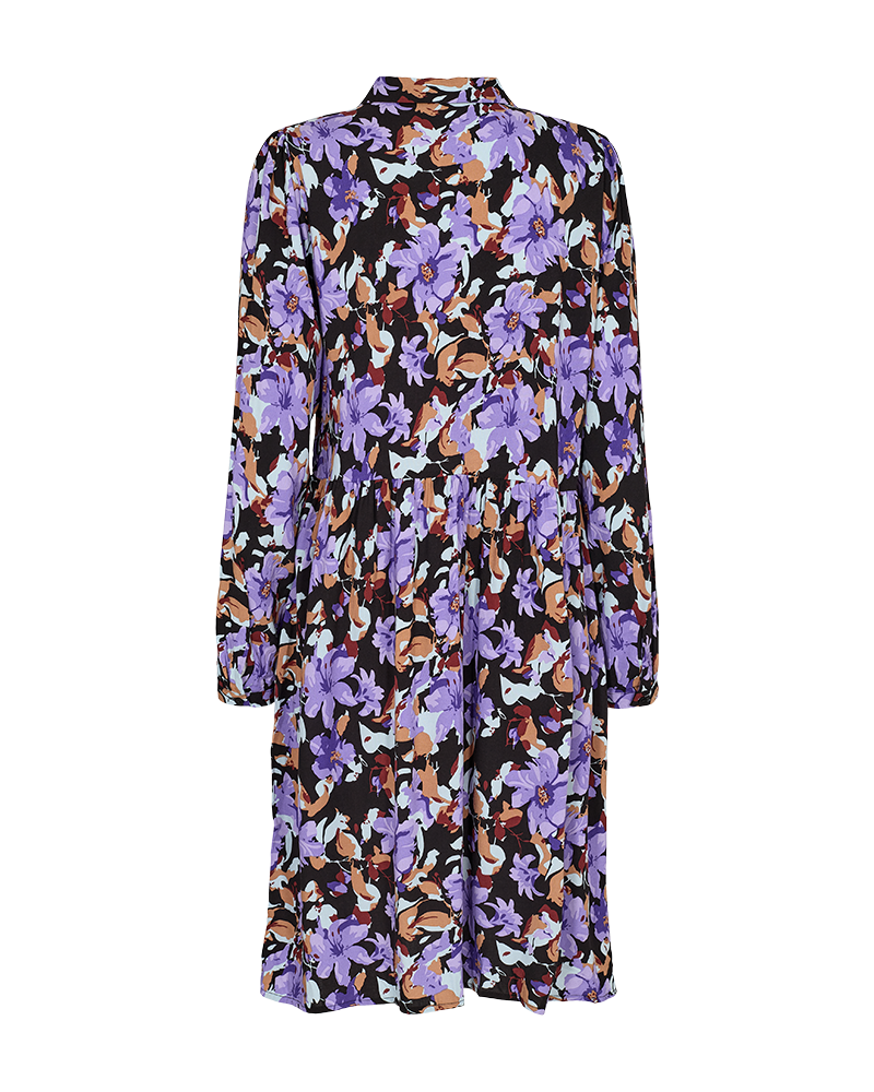 FQADNEY - Dress with flowerprint - BLACK