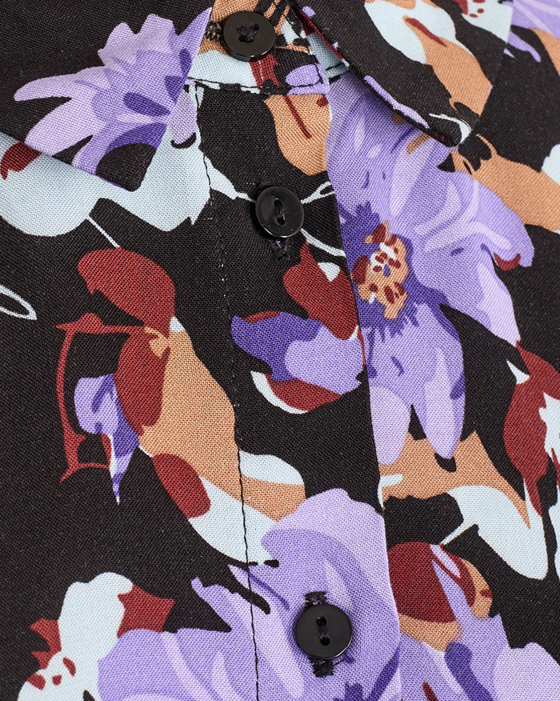 FQADNEY - Dress with flowerprint - BLACK