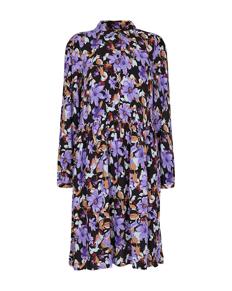 FQADNEY - Dress with flowerprint - BLACK