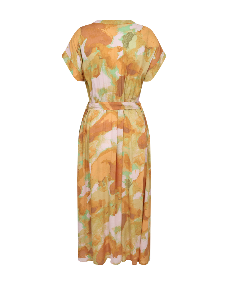 FQADNEY - DRESS WITH PRINT - GREEN AND ORANGE