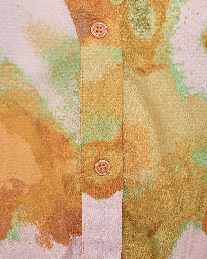 FQADNEY - DRESS WITH PRINT - GREEN AND ORANGE