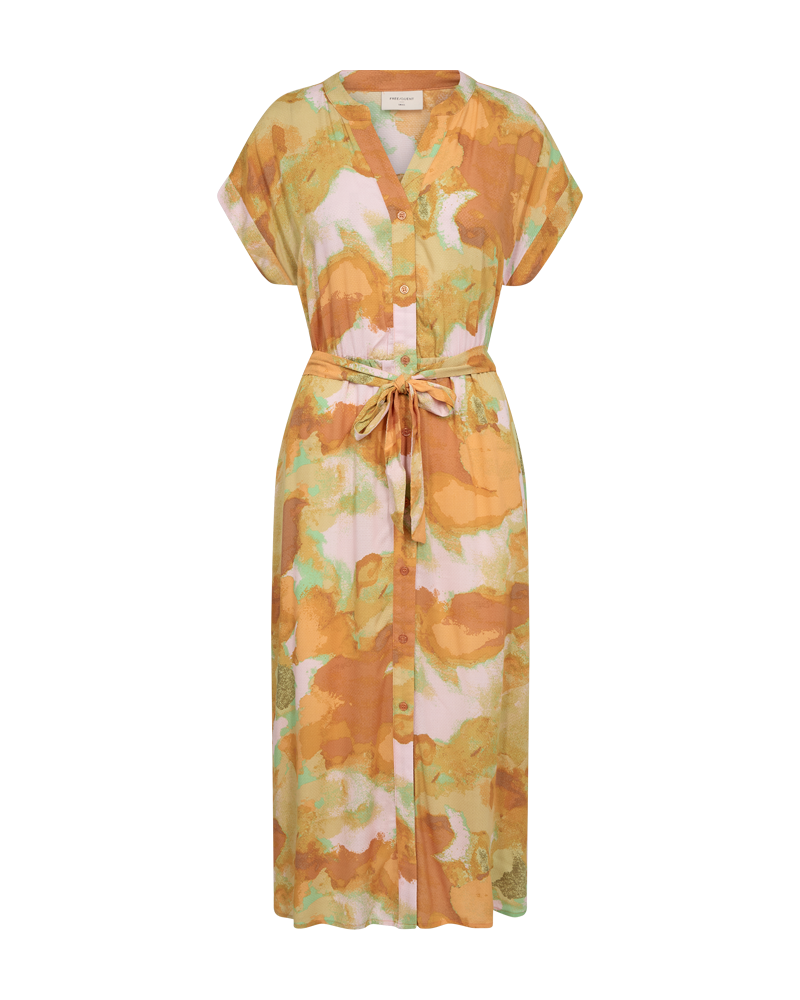 FQADNEY - DRESS WITH PRINT - GREEN AND ORANGE