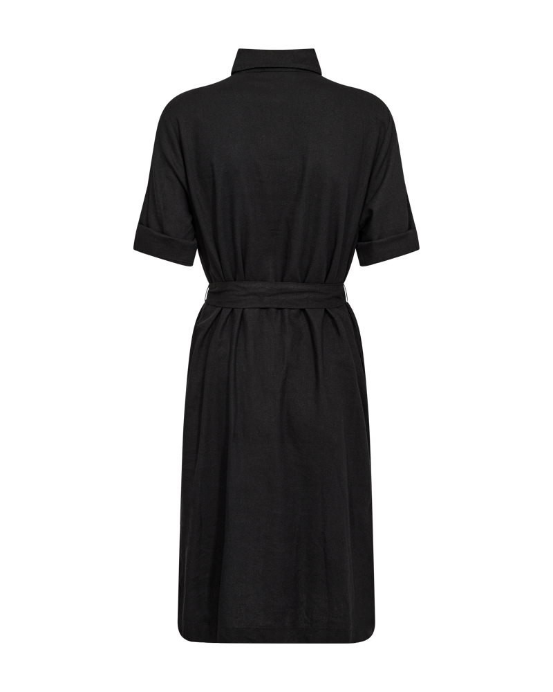FQLAVA - DRESS IN LINEN BLEND - BLACK