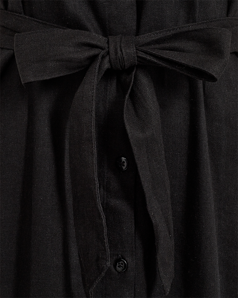 FQLAVA - DRESS IN LINEN BLEND - BLACK