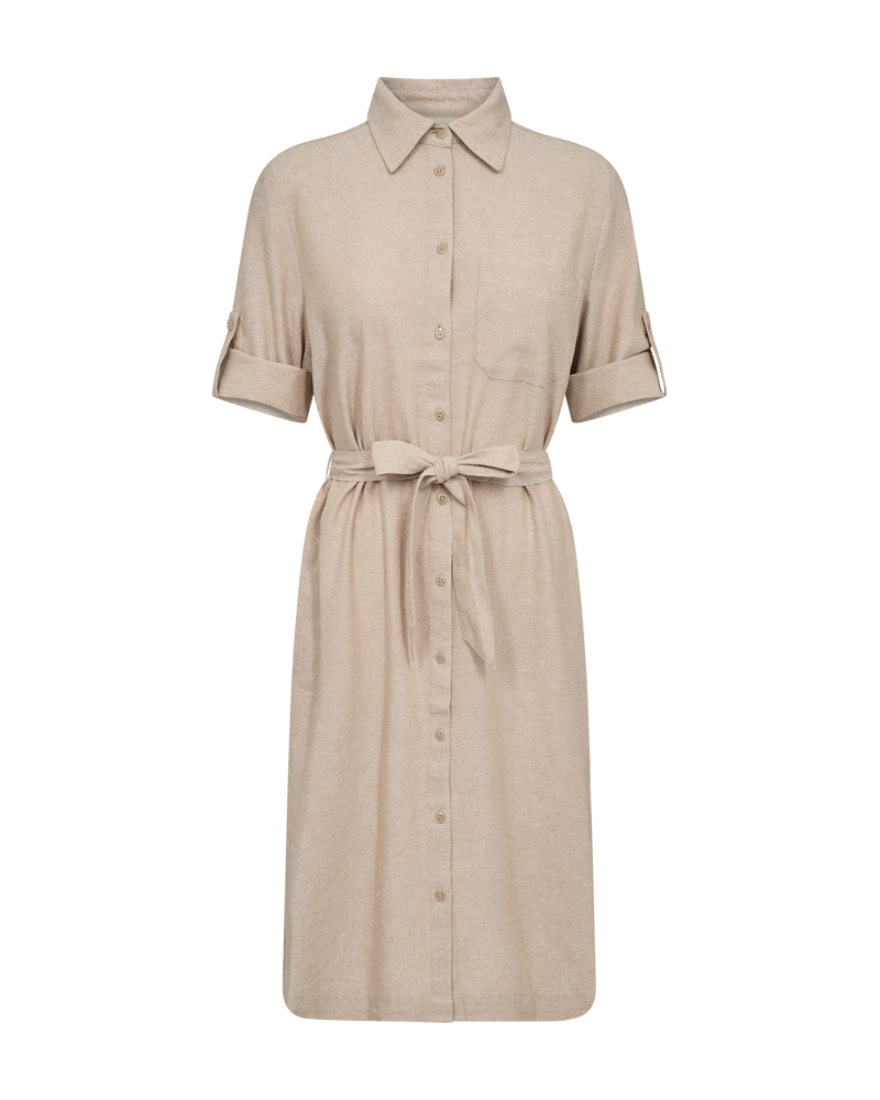 FQLAVA - DRESS IN LINEN BLEND - BEIGE