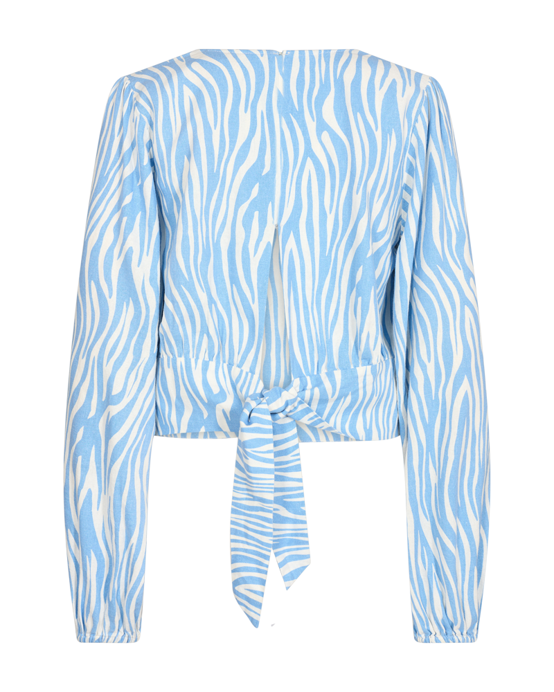 FQLAVARA - BLOUSE IN LINEN BLEND - BLUE AND WHITE