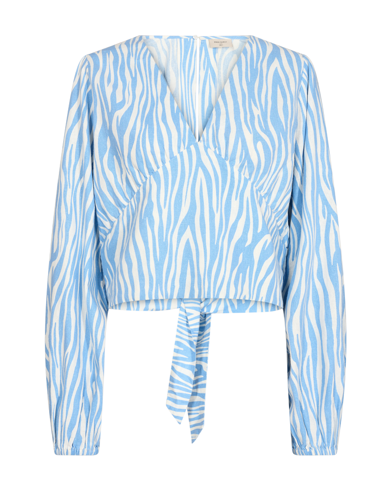 FQLAVARA - BLOUSE IN LINEN BLEND - BLUE AND WHITE