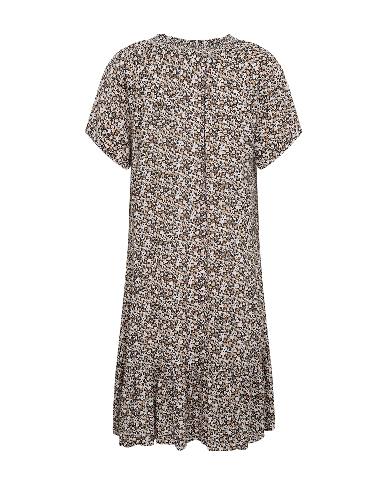 FQADNEY - DRESS WITH FLORAL PRINT - BEIGE AND BROWN