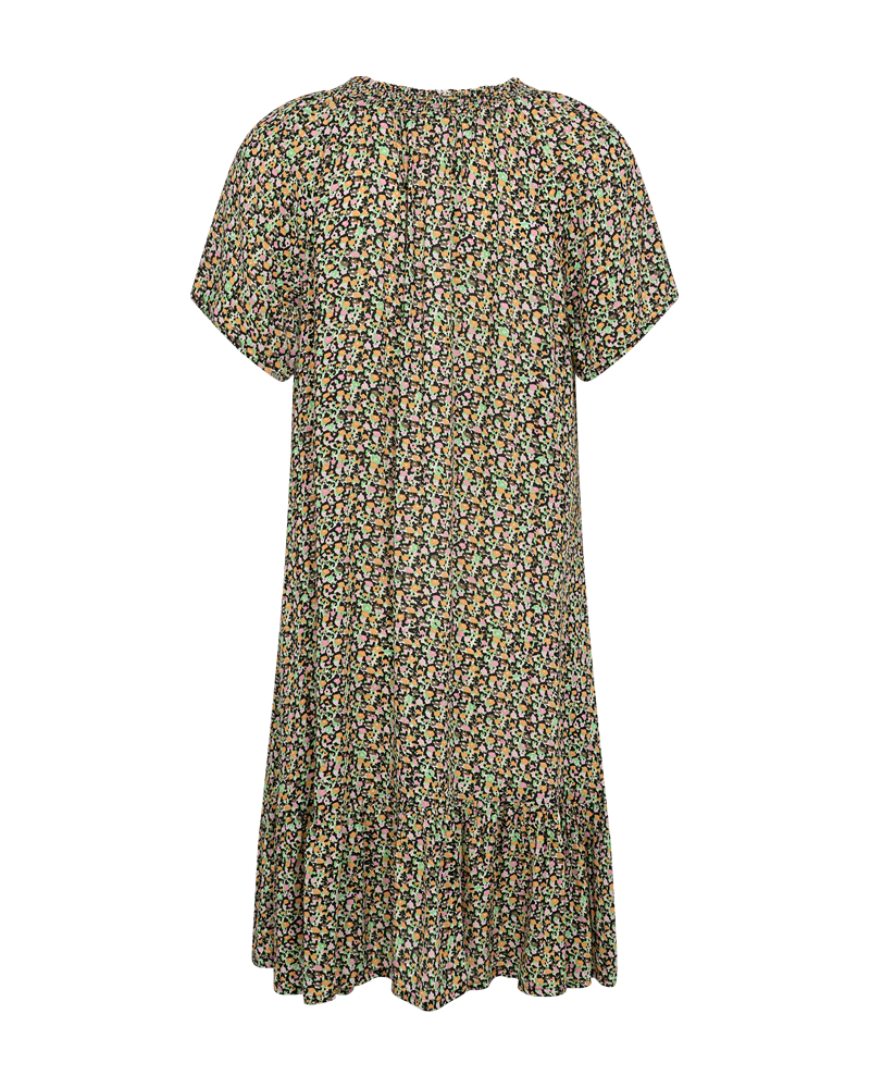 FQADNEY - DRESS WITH FLORAL PRINT - GREEN AND ORANGE