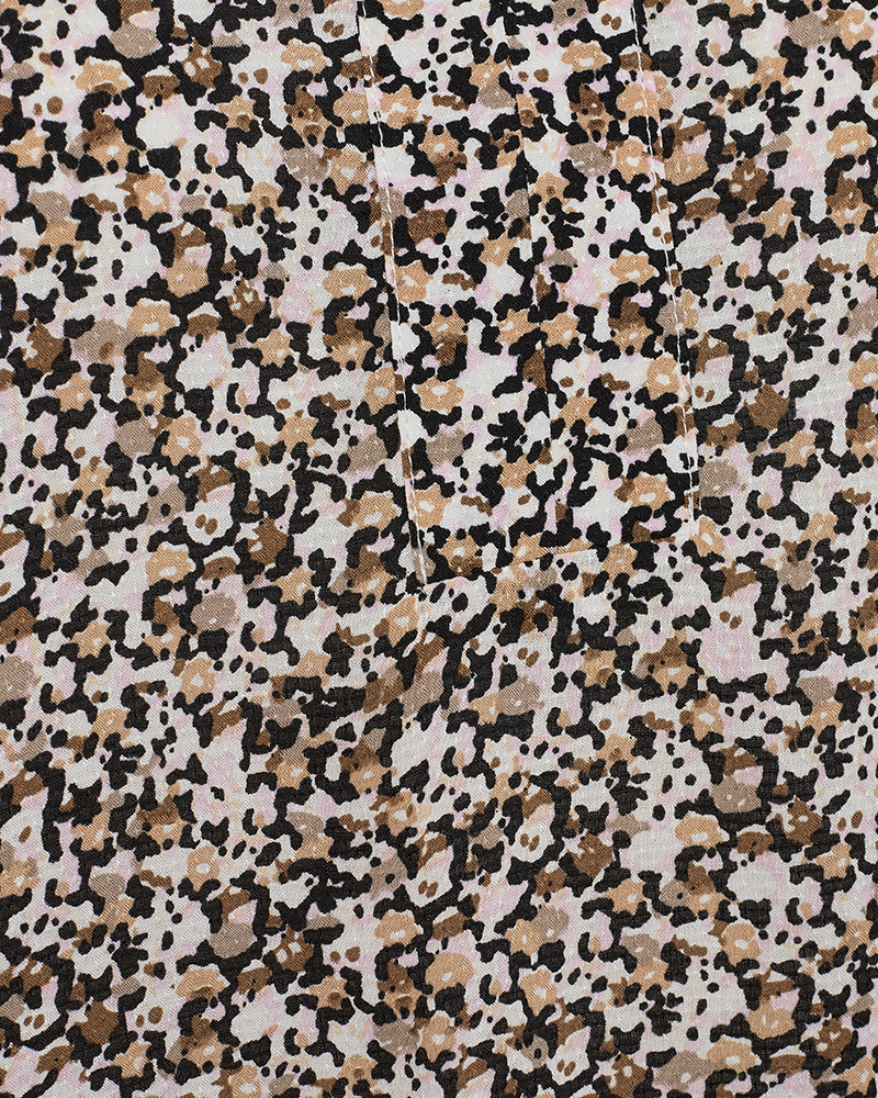 FQADNEY - BLOUSE WITH FLORAL PRINT - BEIGE AND BROWN