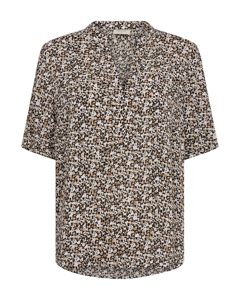 FQADNEY - BLOUSE WITH FLORAL PRINT - BEIGE AND BROWN