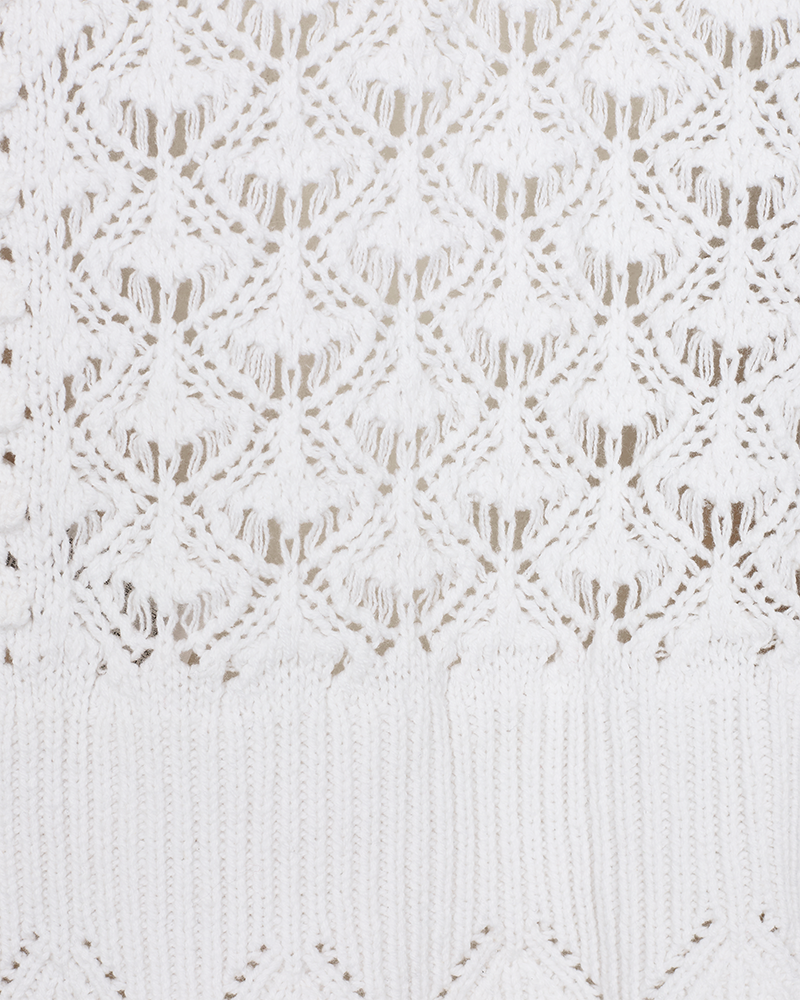 FQESSAY - CARDIGAN WITH HOLE PATTERN - WHITE