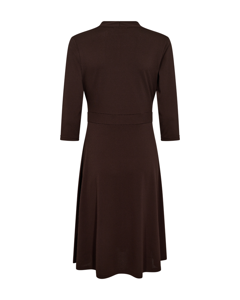 FQYRSA  -  DRESS WITH THREE - QUARTER SLEEVES - BROWN