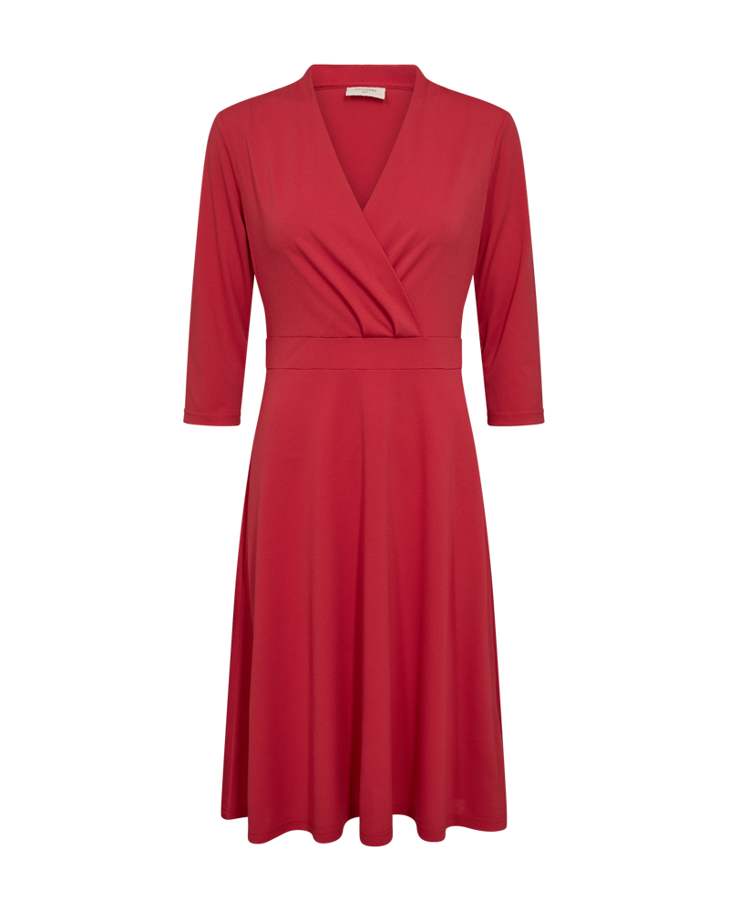 FQYRSA  -  DRESS WITH THREE - QUARTER SLEEVES - RED