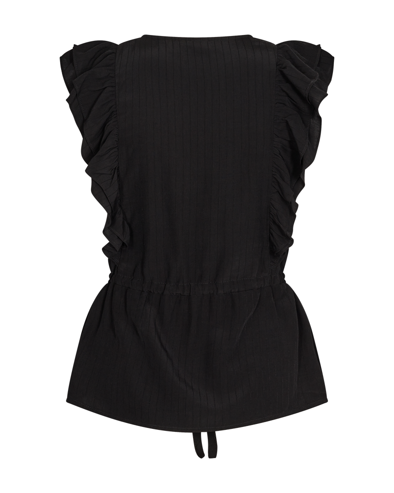 FQLOLLO - BLOUSE WITH RUFFLES - BLACK