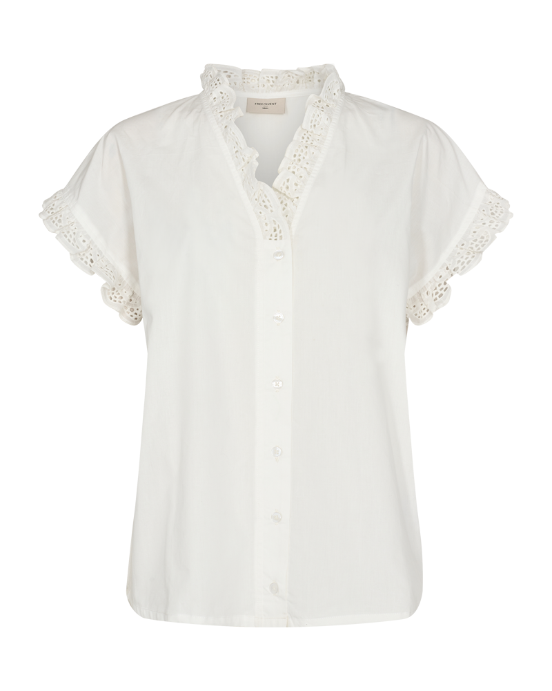 FQRAVNA - BLOUSE WITH HOLE PATTERN - WHITE