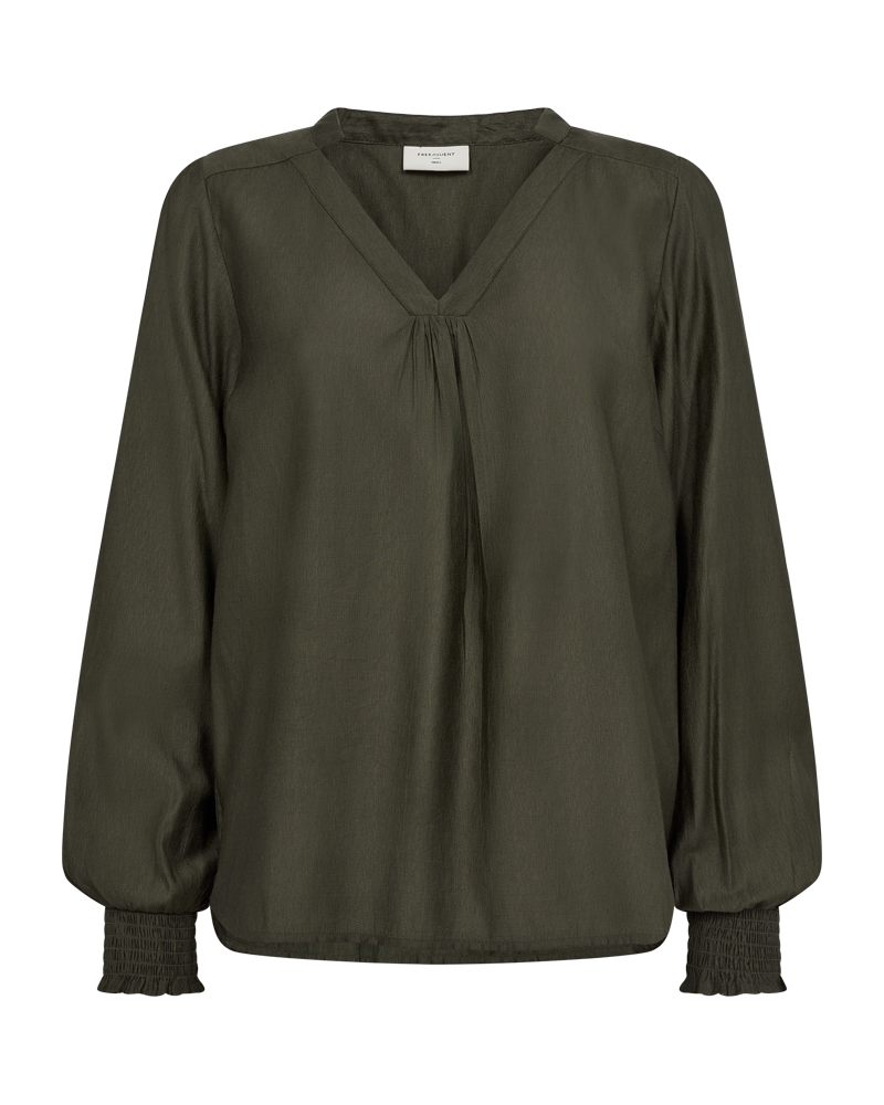 FQSIRENA - BLOUSE WITH V-NECK - GREEN