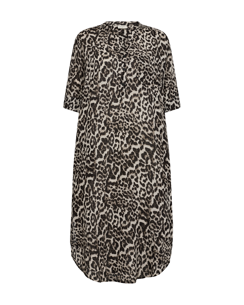FQOSIA - DRESS WITH LEOPARD PATTERN - BEIGE