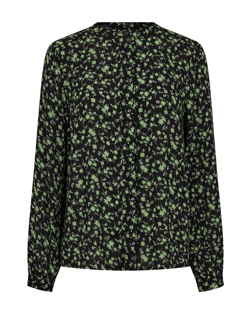 FQADNEY - BLOUSE WITH FLORAL PRINT - BLACK AND GREEN