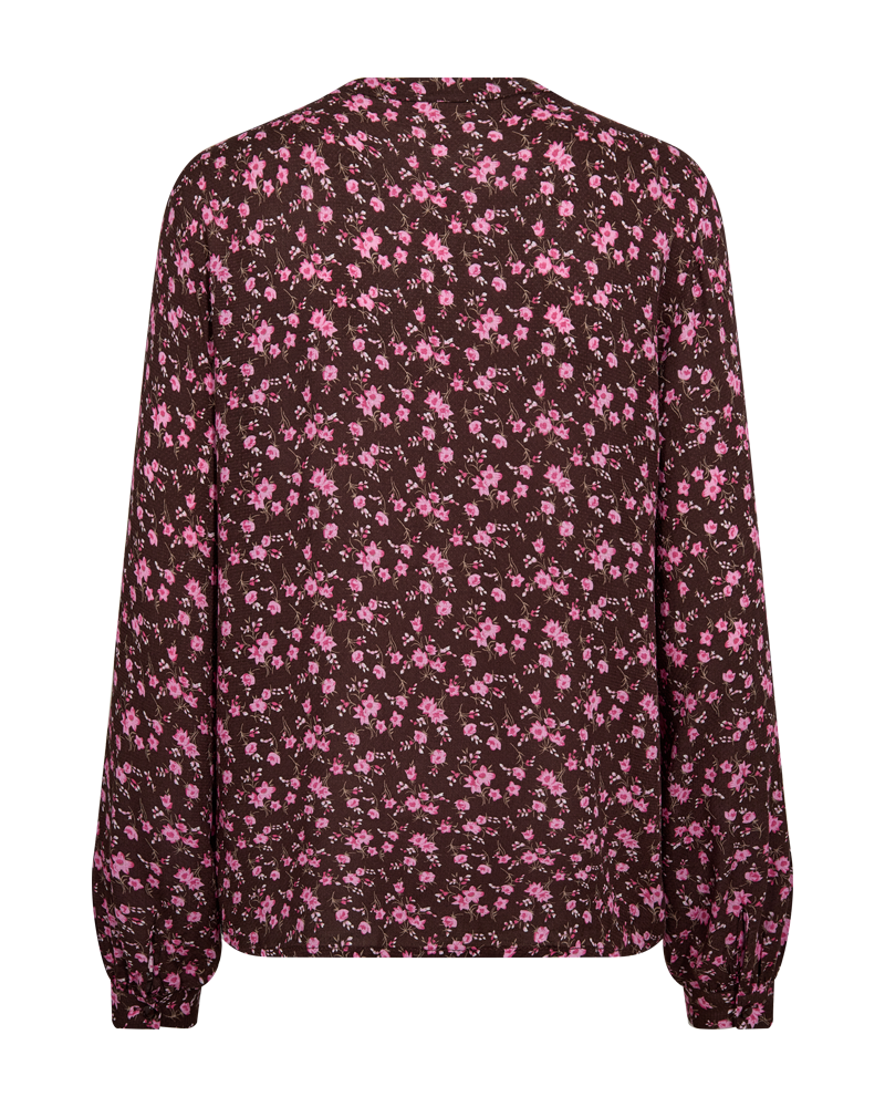 FQADNEY - BLOUSE WITH FLORAL PRINT - BROWN AND ROSE
