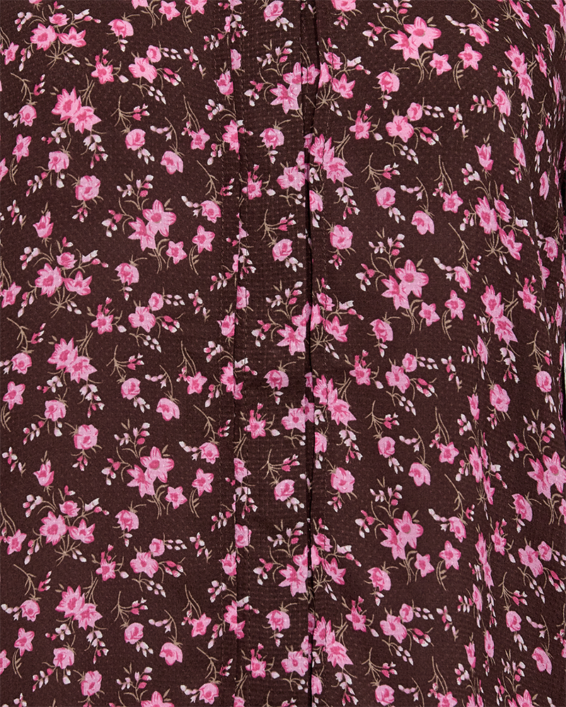 FQADNEY - BLOUSE WITH FLORAL PRINT - BROWN AND ROSE