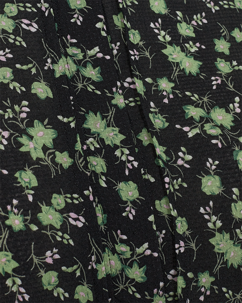 FQADNEY - DRESS WITH FLORAL PRINT - BLACK AND GREEN