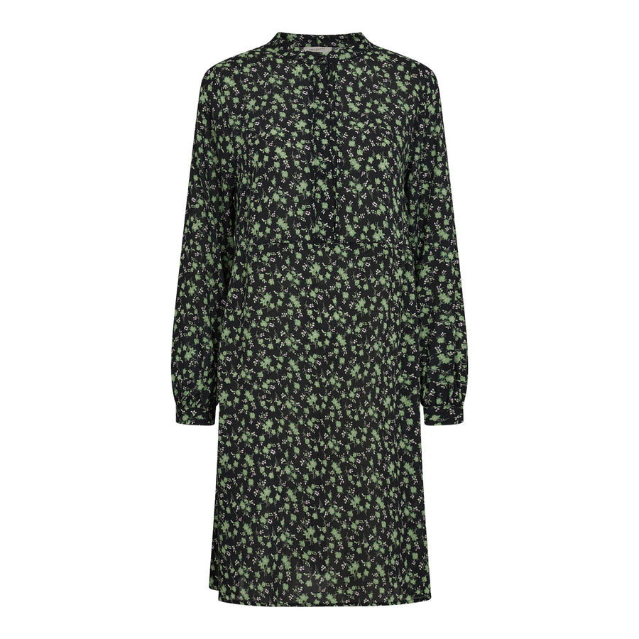 FQADNEY - DRESS WITH FLORAL PRINT - BLACK AND GREEN