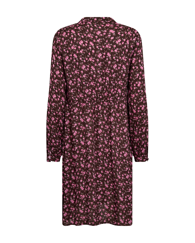 FQADNEY - DRESS WITH FLORAL PRINT - BROWN AND ROSE