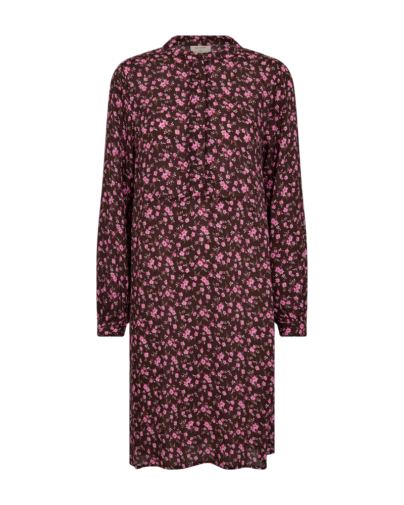 FQADNEY - DRESS WITH FLORAL PRINT - BROWN AND ROSE