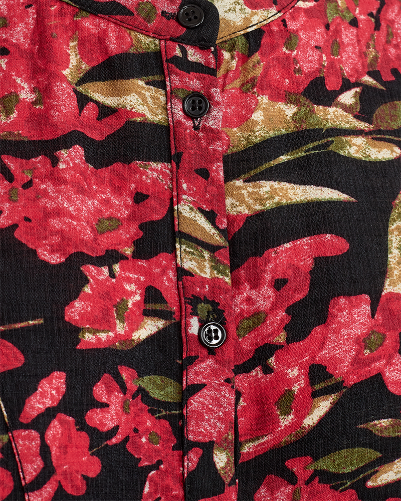 FQTUALIPA - DRESS WITH FLORAL PRINT - BLACK AND RED