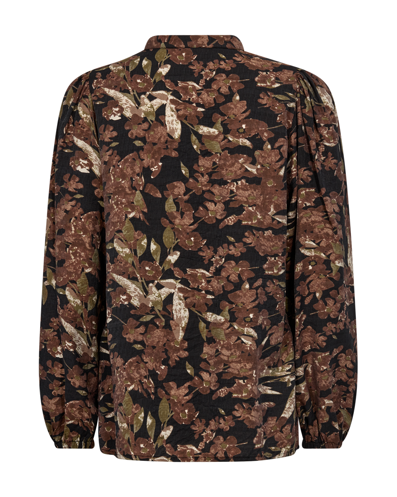 FQTUALIPA - SHIRT WITH FLORAL PRINT - BLACK AND BROWN