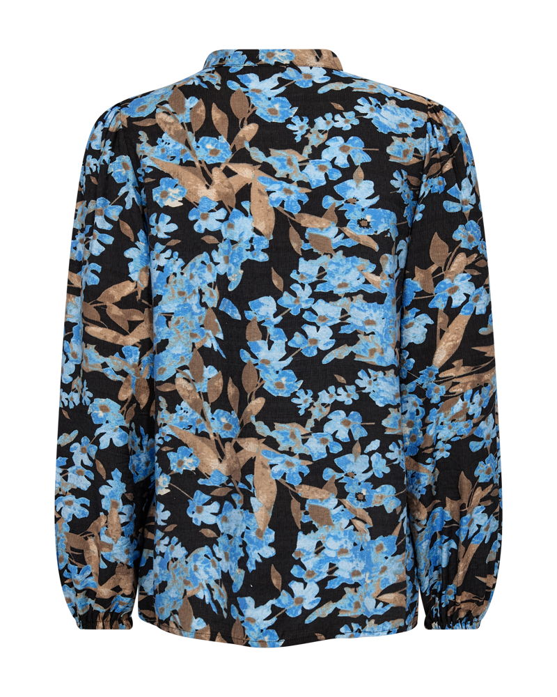 FQTUALIPA - SHIRT WITH FLORAL PRINT - BLACK AND BLUE