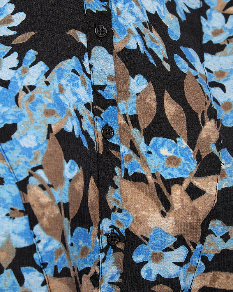 FQTUALIPA - SHIRT WITH FLORAL PRINT - BLACK AND BLUE