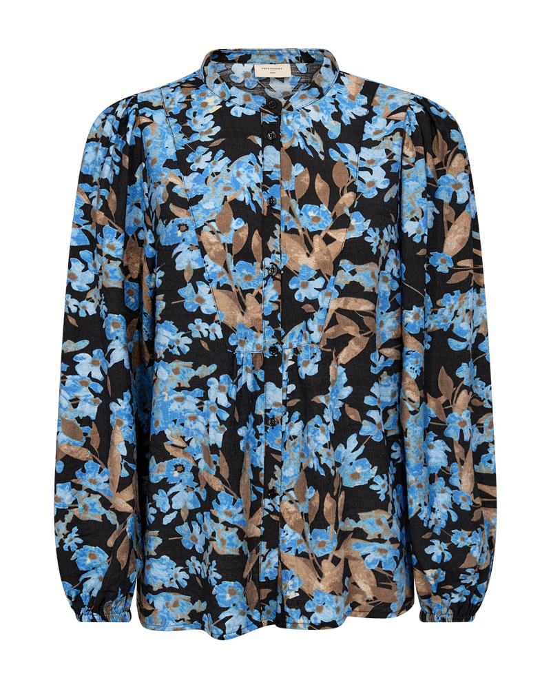 FQTUALIPA - SHIRT WITH FLORAL PRINT - BLACK AND BLUE
