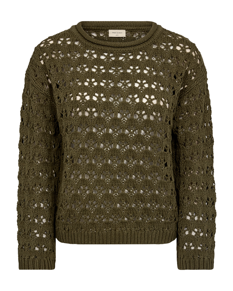 FQCOTLA - PULLOVER WITH HOLE-PATTERN - GREEN