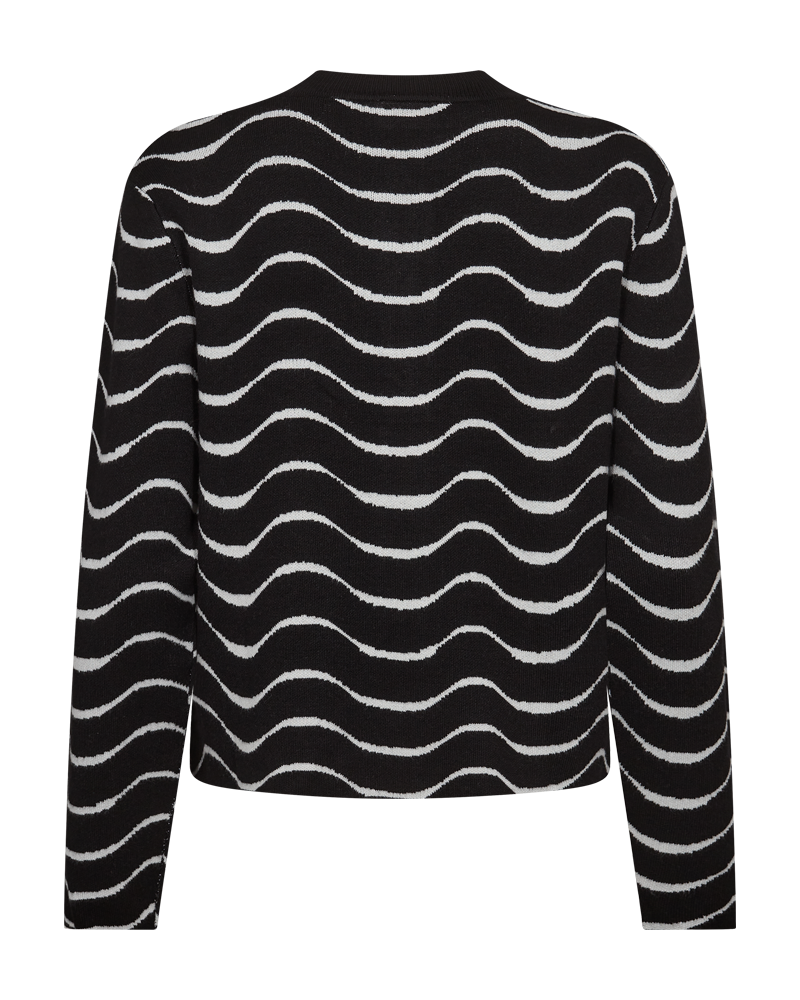 FQANI - CARDIGAN WITH STRIPED PATTERN - BLACK