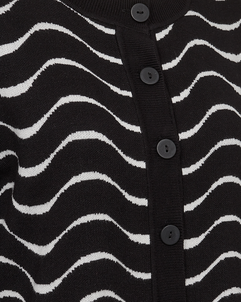 FQANI - CARDIGAN WITH STRIPED PATTERN - BLACK