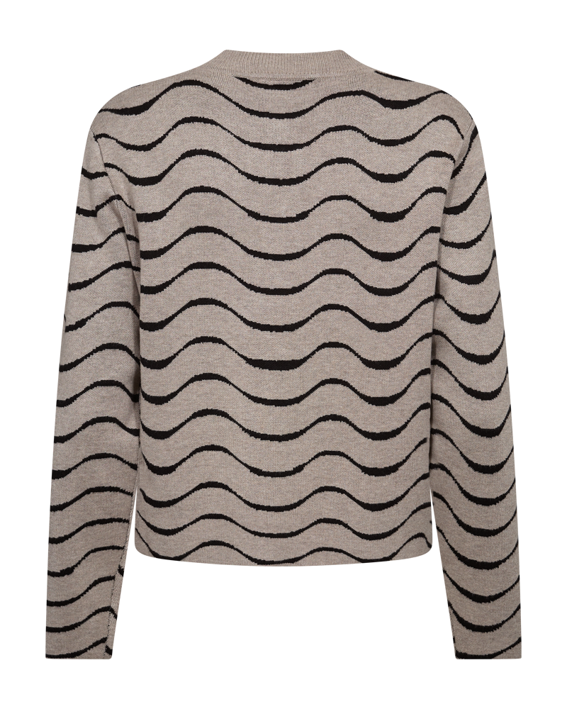 FQANI - CARDIGAN WITH STRIPED PATTERN - BEIGE AND BLACK