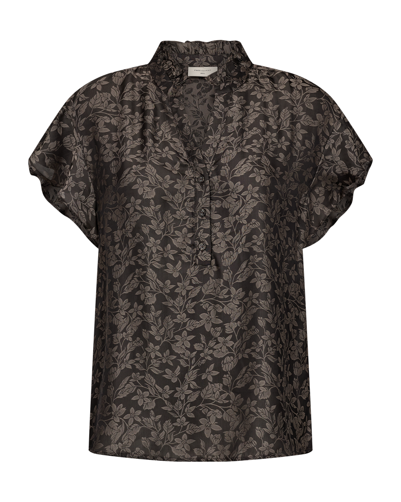 FQNONO - BLOUSE WITH PRINT - BLACK AND BROWN