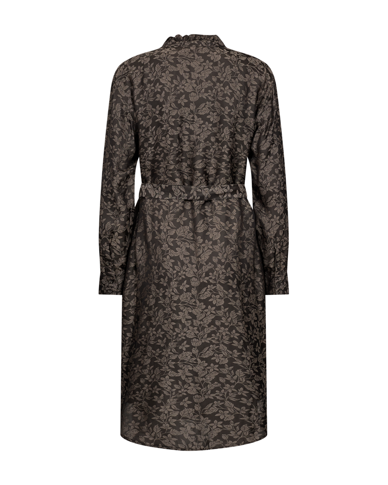 FQNONO - DRESS WITH PATTERN - BLACK AND BROWN
