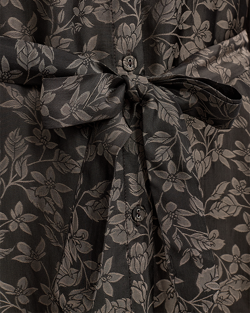 FQNONO - DRESS WITH PATTERN - BLACK AND BROWN