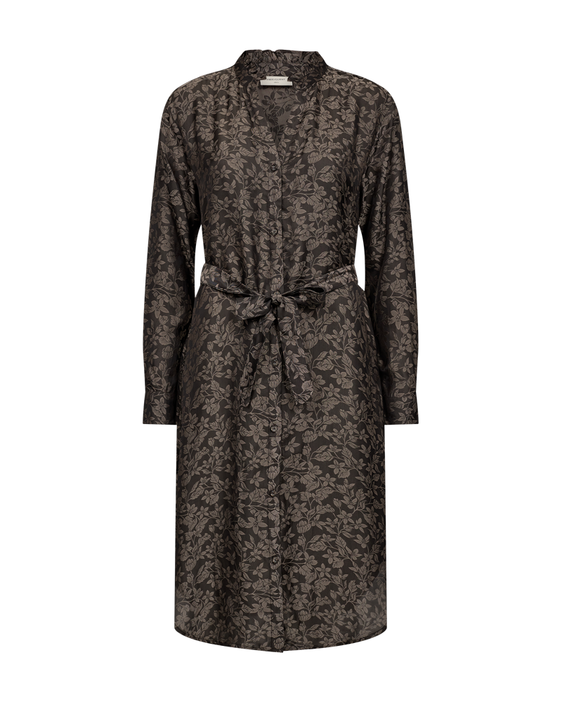 FQNONO - DRESS WITH PATTERN - BLACK AND BROWN