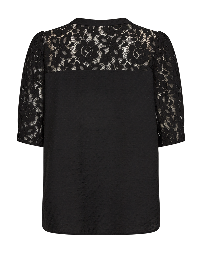 FQVIALIPA - SHIRT WITH HOLE-PATTERN - BLACK