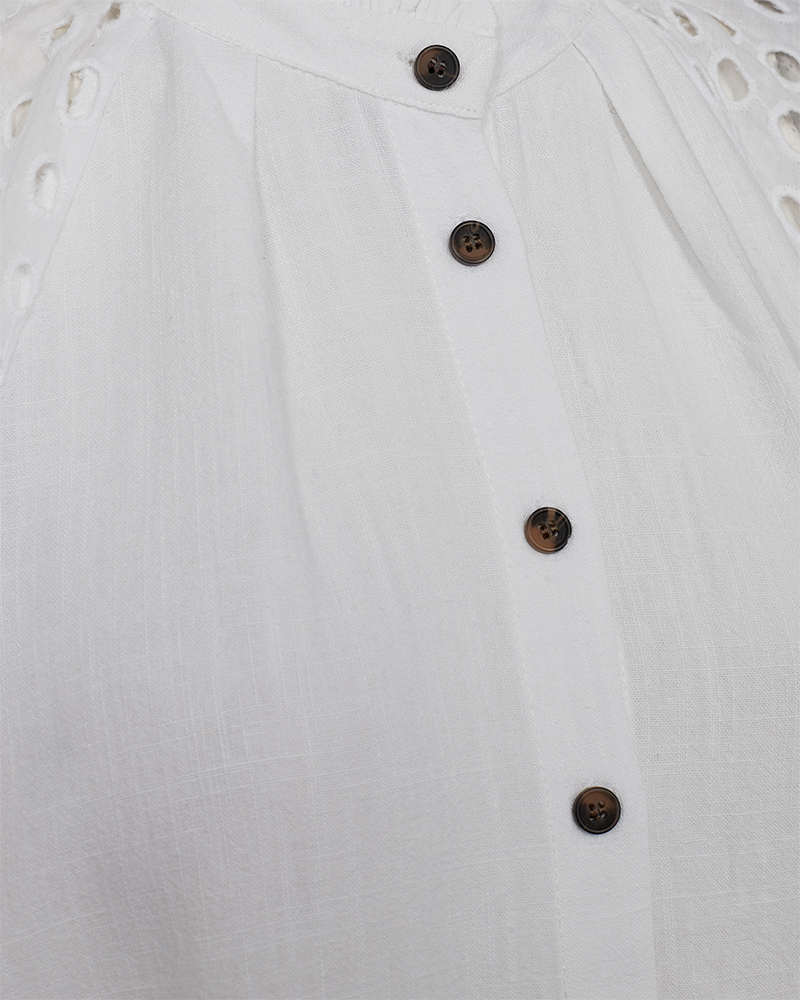 FQLARA - BLOUSE IN LINEN BLEND - WHITE
