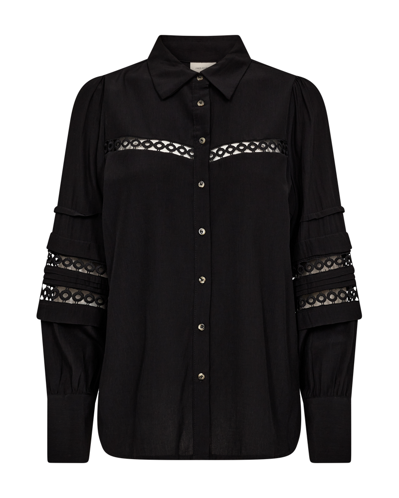 FQSWEETLY - SHIRT WITH PLEATS - BLACK