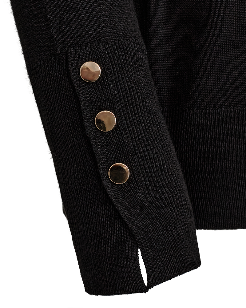 FQKATIE - CARDIGAN WITH V-NECK - BLACK