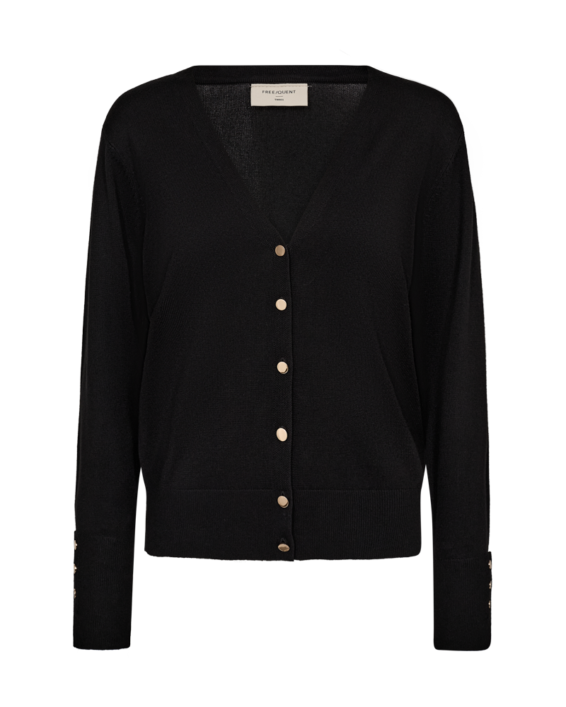 FQKATIE - CARDIGAN WITH V-NECK - BLACK