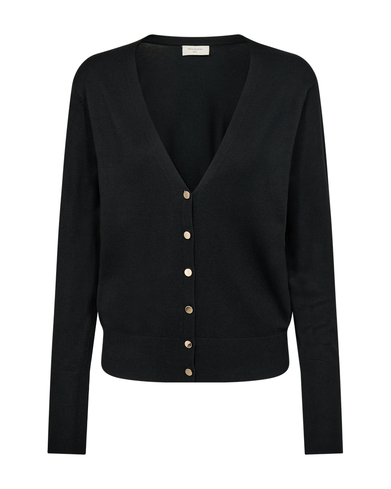 FQKATIE - CARDIGAN WITH V-NECK - BLACK