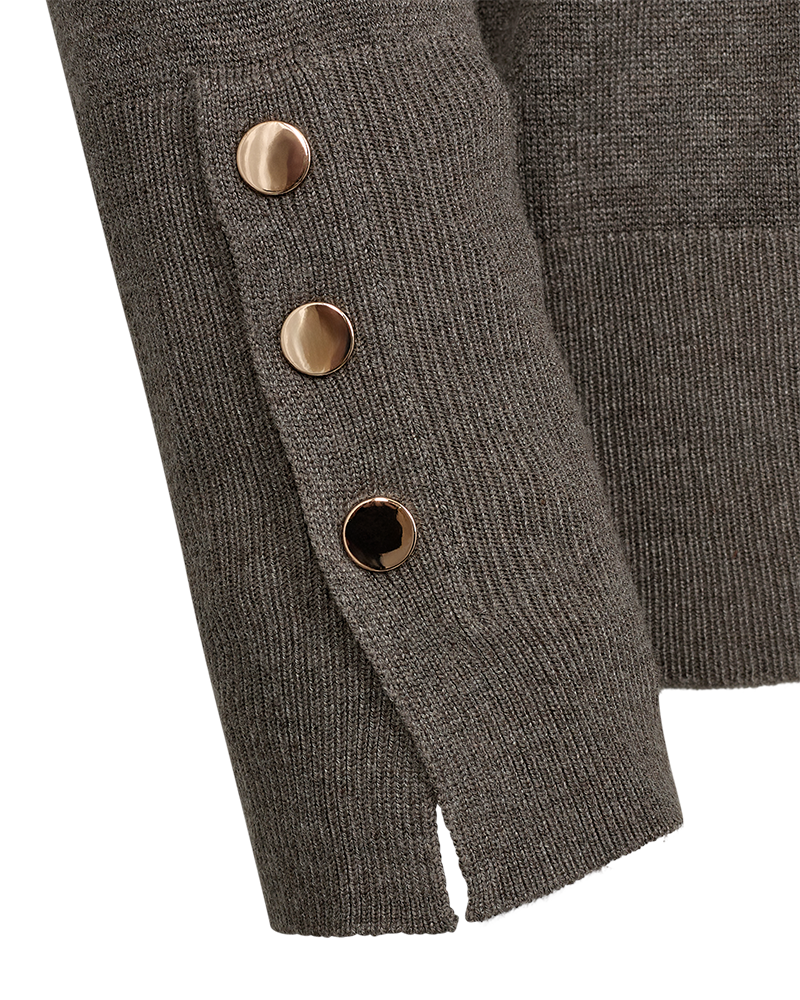 FQKATIE - CARDIGAN WITH V-NECK - BROWN