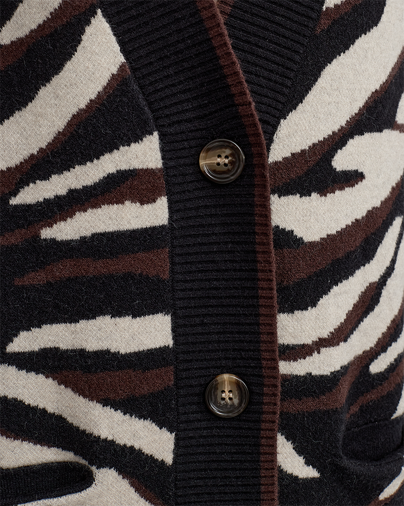 FQCLAURA - CARDIGAN WITH PATTERN - BLACK